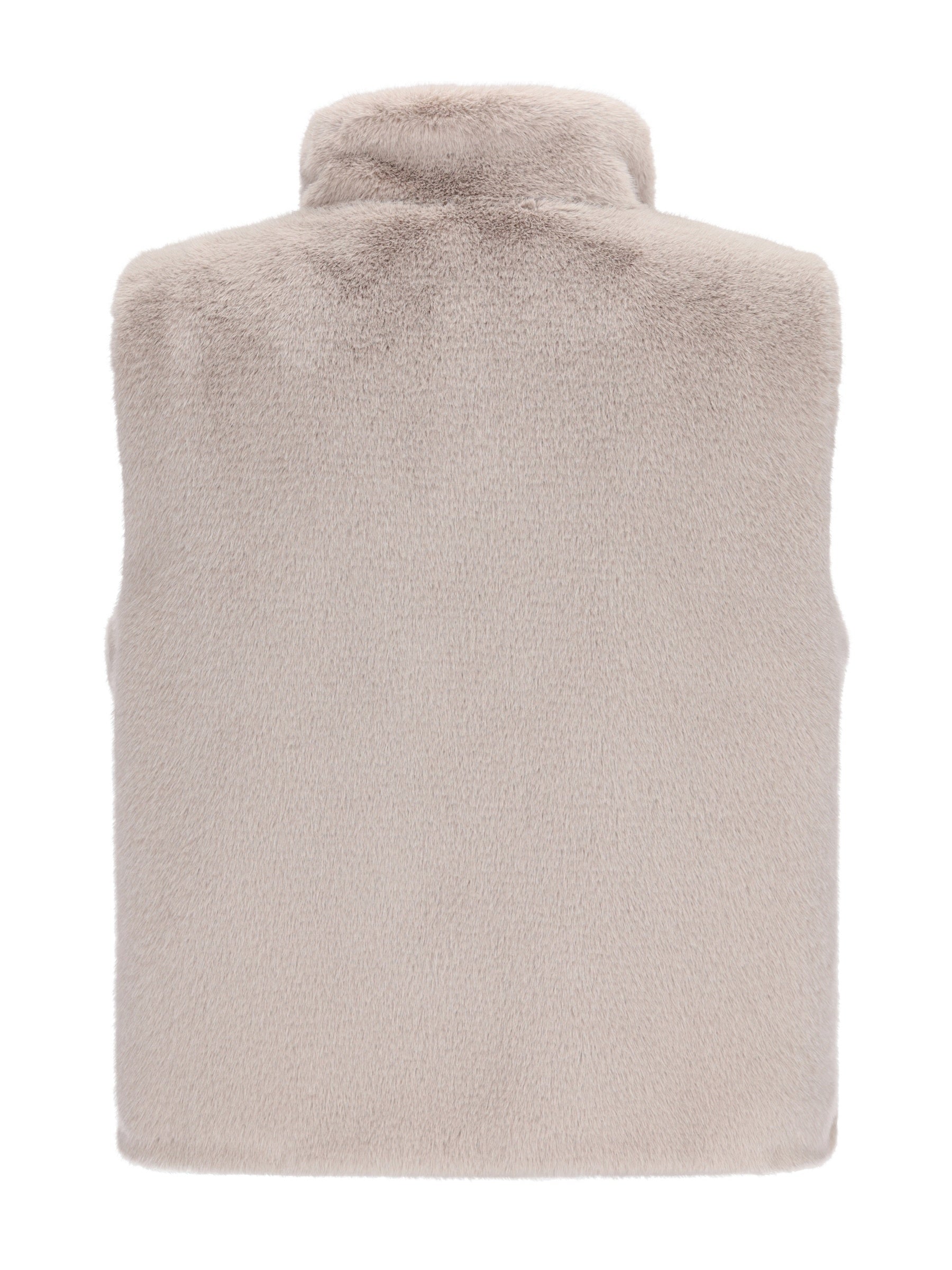 Hochwertige beige fake fur weste mit hohem kragen aus kunstpelz für stilvolles outfit