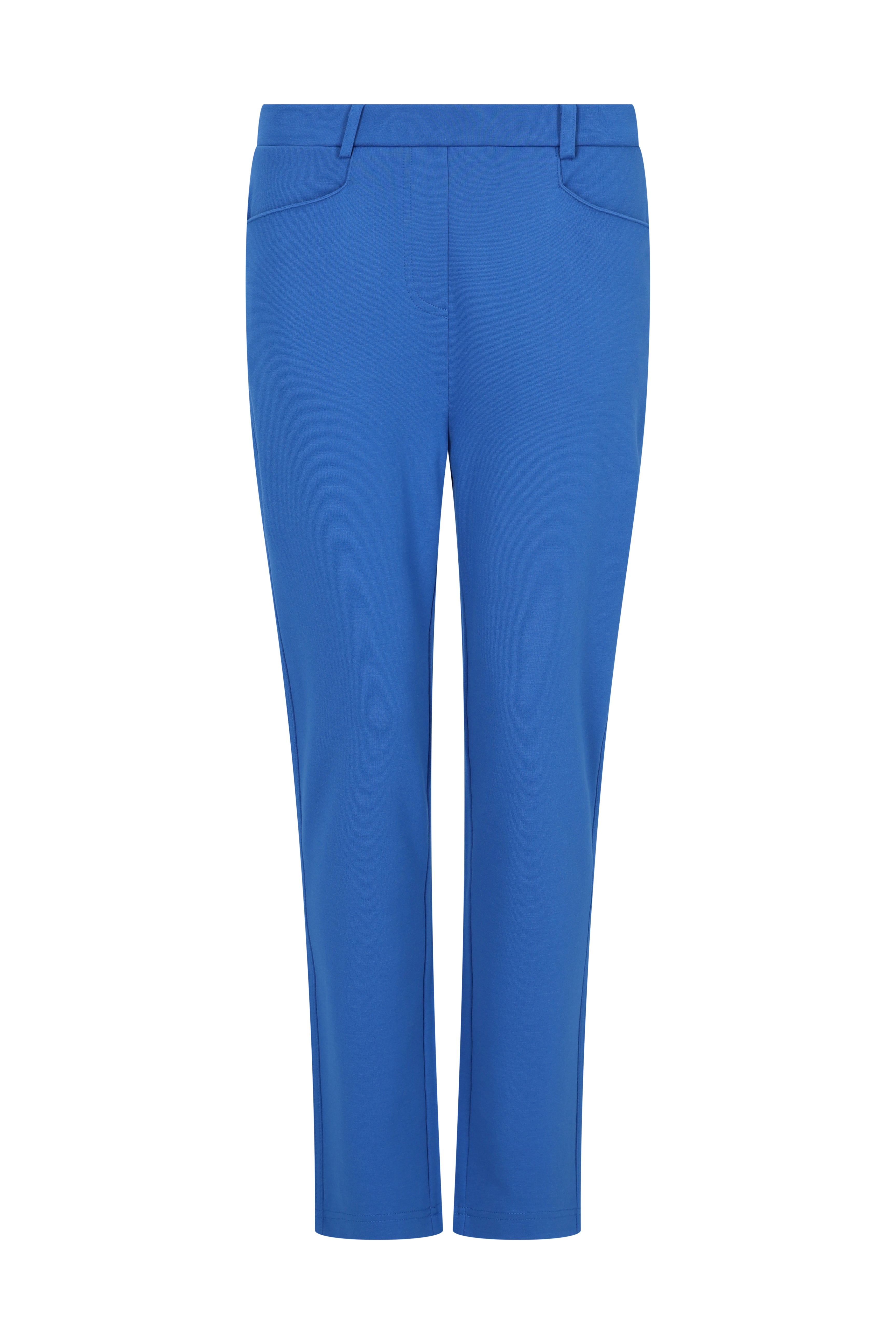 Helle blaue damen 7/8 interlock stretchhose mit geradem bein und tailliertem schnitt für die joy of life