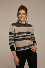 Damen Pullover mit gestricktem Ringel - 19383-273-38 - Hajo Mode