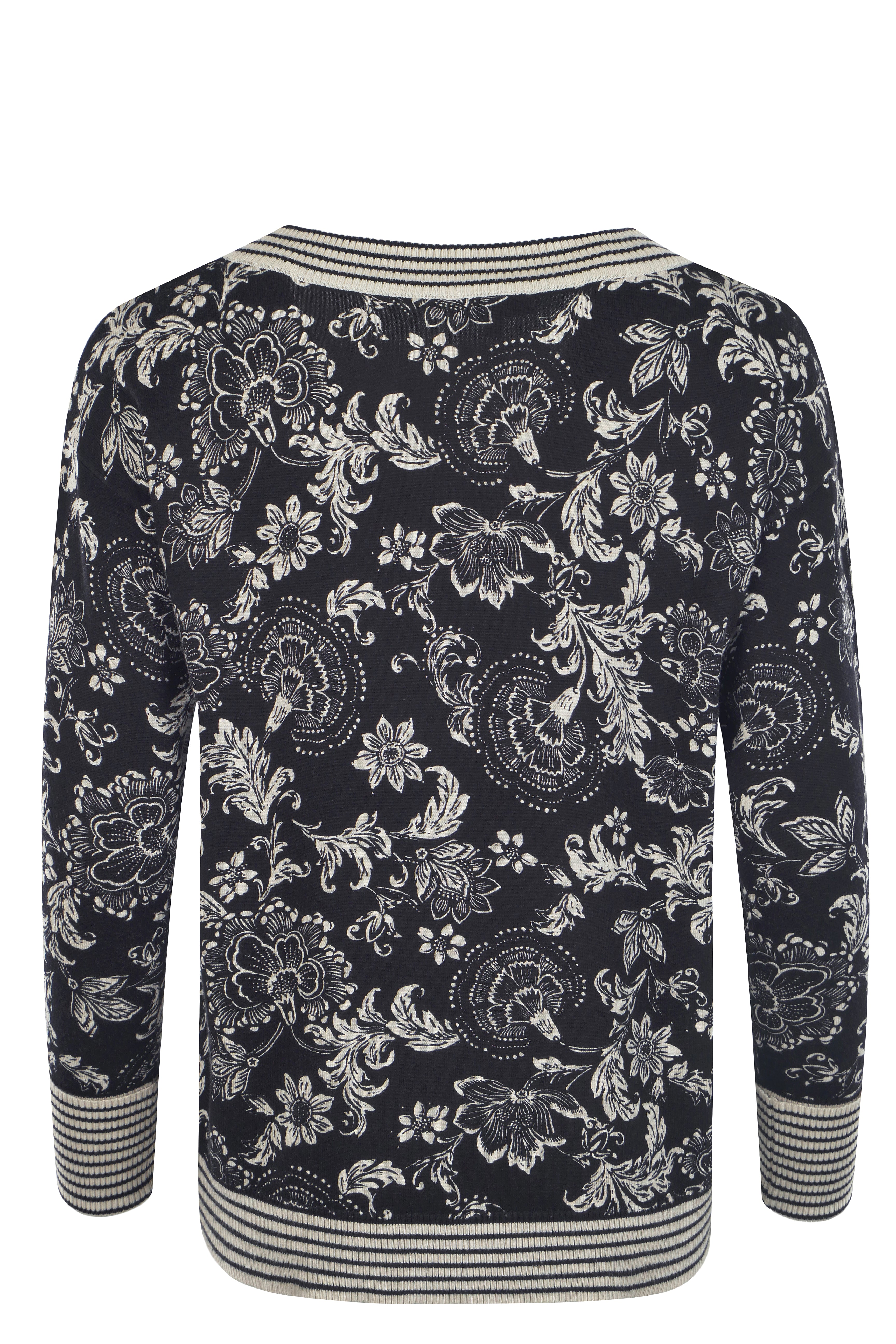 Damen Pullover mit zweifarbigem Alloverprint - 19384-100-40 - Hajo Mode