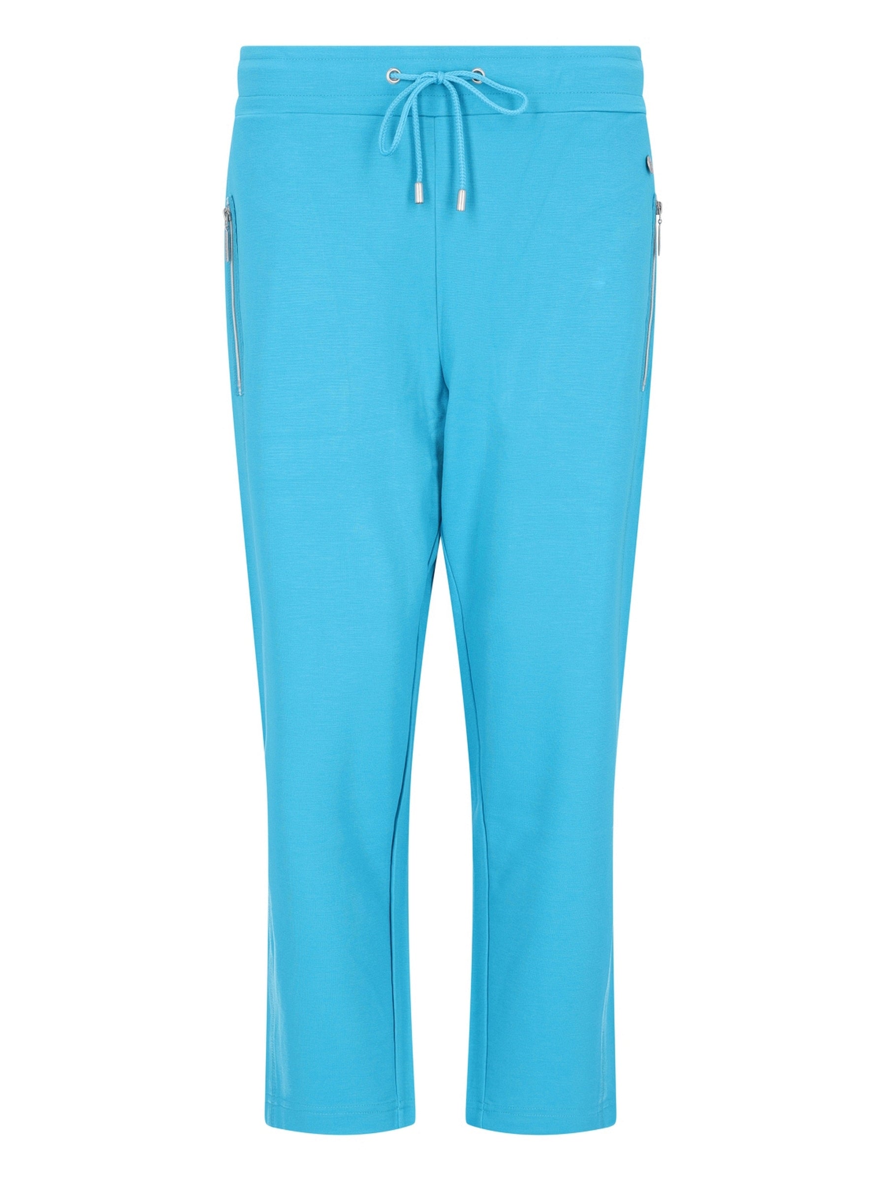 Helle türkise Jersey Joggpants mit Taillenzug 3/4-Länge, Seitenreißverschlüsse