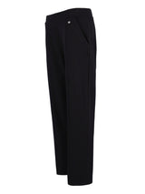 Schwarze Woll-Hosenträger mit Knopf- und Reißverschluss, geeignet für formelle oder halbformelle Anlässe.