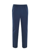 Marineblaue Hose mit elastischer Taille und geradem Bein.