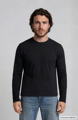 Langarmshirt mit rundhals langärmlig schwarz hajo mode mit hochwertigem material kostenloser versand