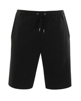 Schwarze Shorts mit Kordelzug, elastischem Bund und Seitentaschen.