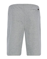 Heidegraue Sportshorts mit schwarzem Kordelzug und Taschendetail.