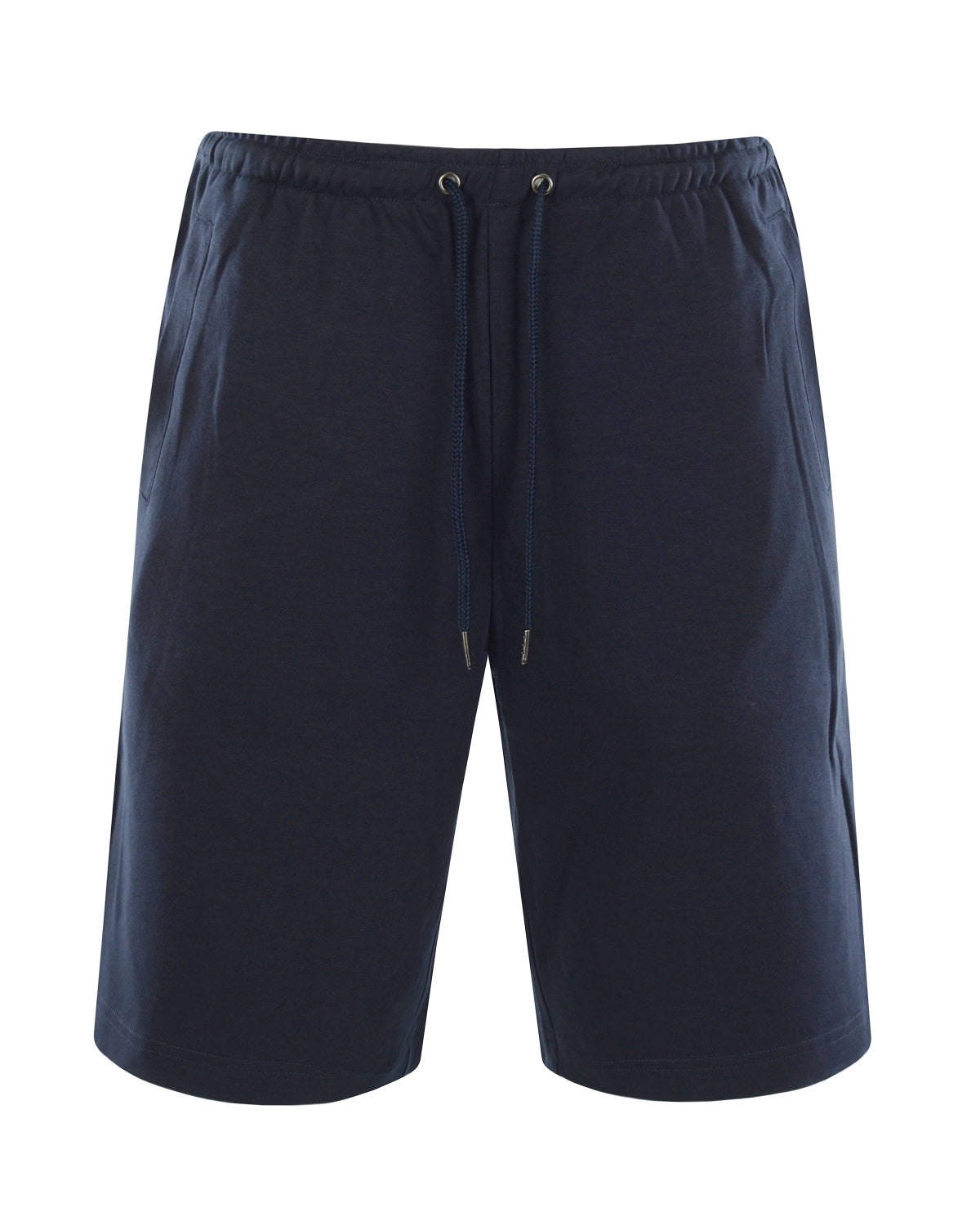 Marineblaue Shorts mit Kordelzug in der Taille und Seitentaschen.