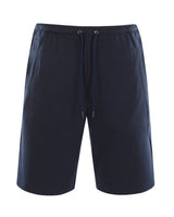 Marineblaue Shorts mit Kordelzug in der Taille und Seitentaschen.
