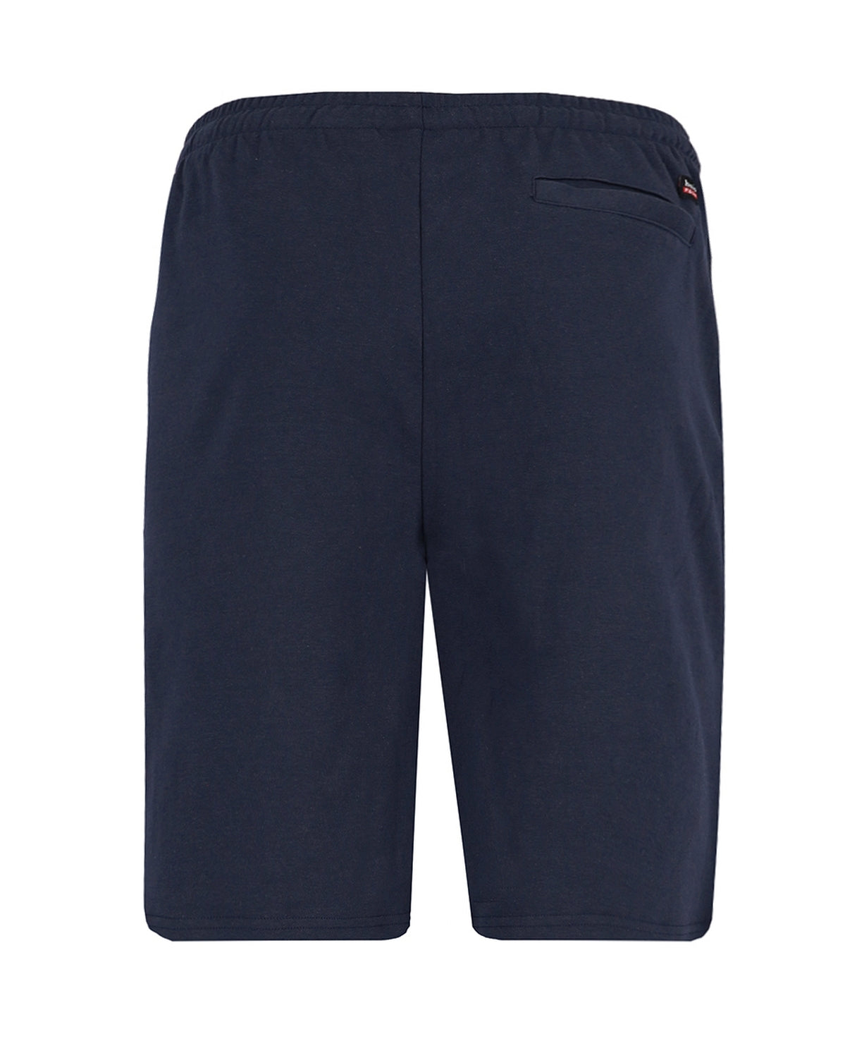 Marineblaue Freizeitshorts für Herren mit einer Seitentasche und elastischem Bund.