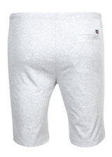 Hellgraue Sweatshorts aus Baumwolle mit einer Gesäßtasche.