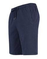 Marineblaue Sportshorts mit Kordelzug und Seitentaschen.