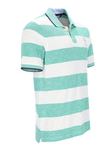 Herren Polopiqué Riviera Polo: gestreift mintgrün-weiß mit blauem Kragen