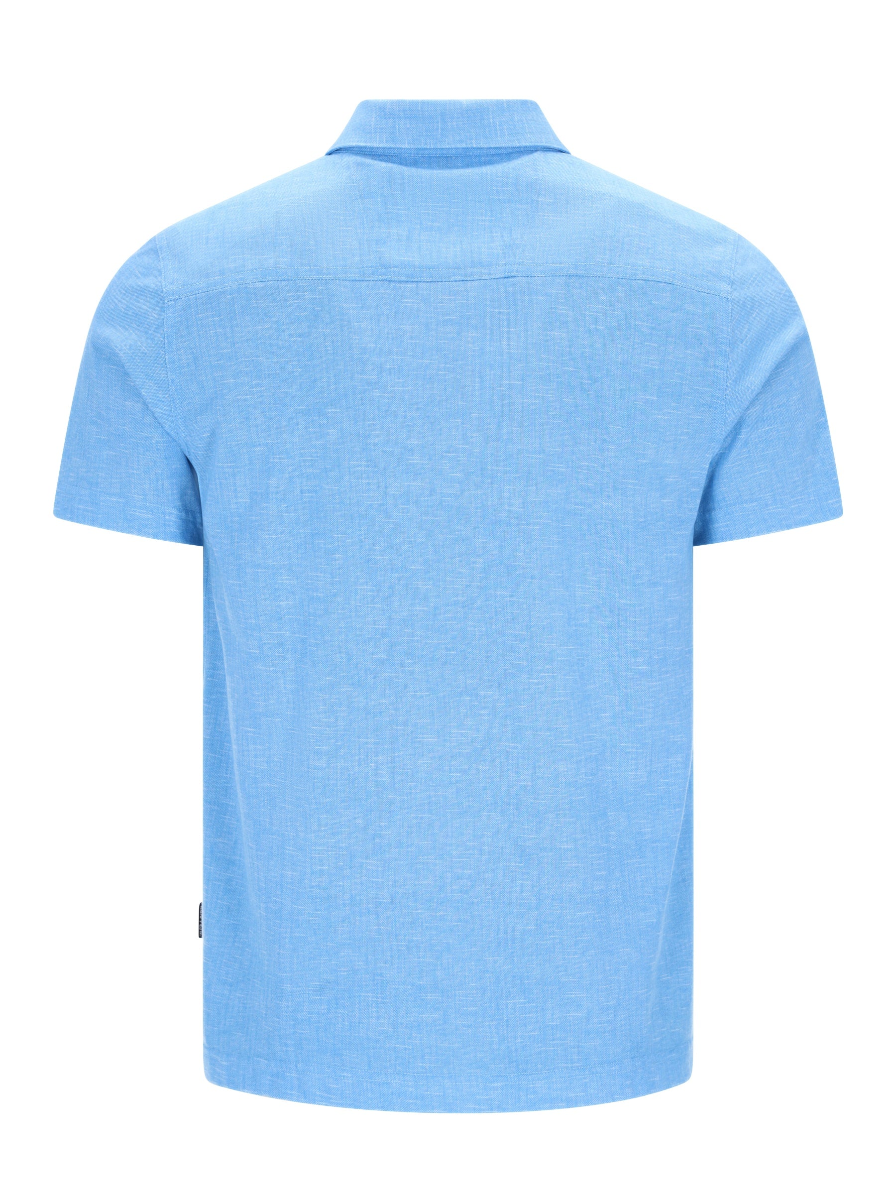 Hellblaues Kurzarm-Poloshirt allover bedruckt in Stay Fresh Qualität mit subtiler Webstruktur