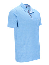 Hellblaues Poloshirt allover bedruckt in Stay Fresh Qualität mit weißem Krageninnenteil