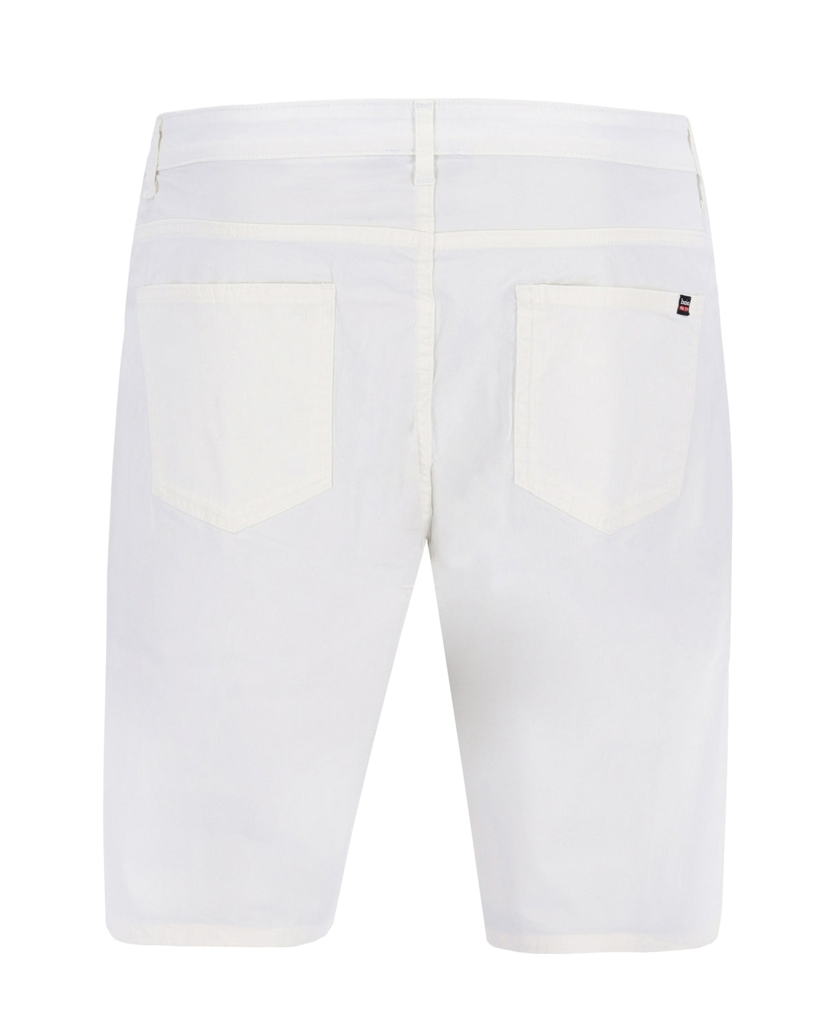 Weiße Billabong Boardshorts mit Seitentaschen und kleinem Logo auf dem Rücken.