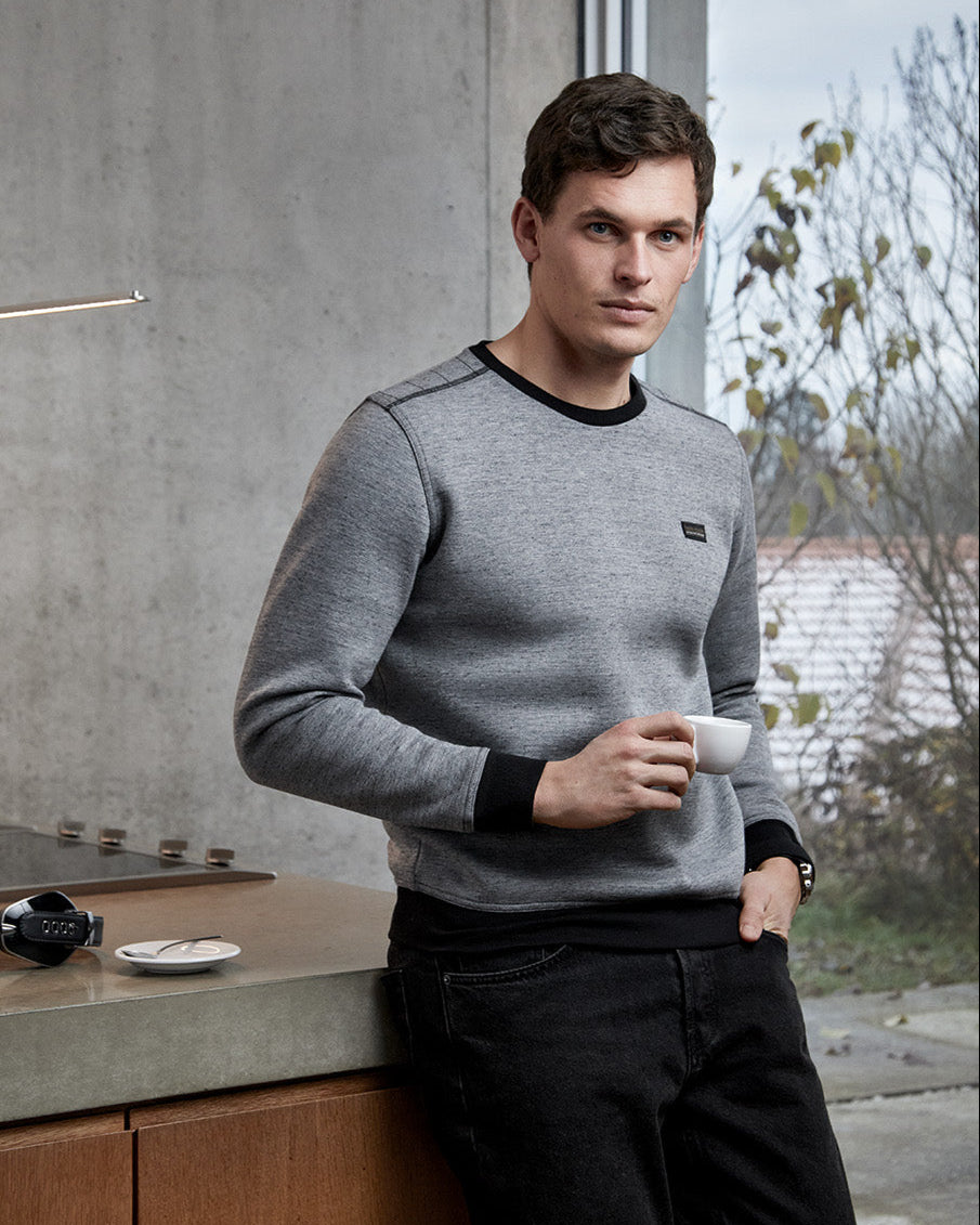 Rundhalssweatshirt in Mouline - 27446-174-48 - Hajo Mode