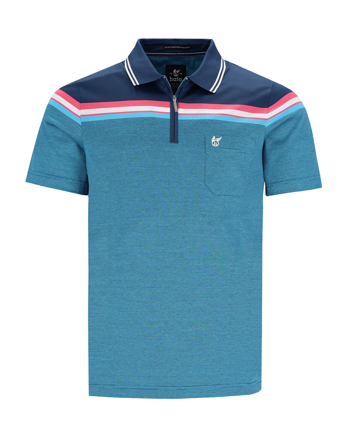 Poloshirt mit Zip und Flächenteiler - 27578-638-48 - Hajo Mode