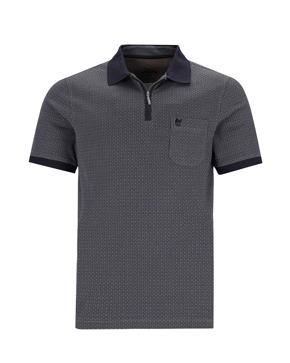 Softknit-Poloshirt in Minimaljacquard - 27582-100-48 - Hajo Mode