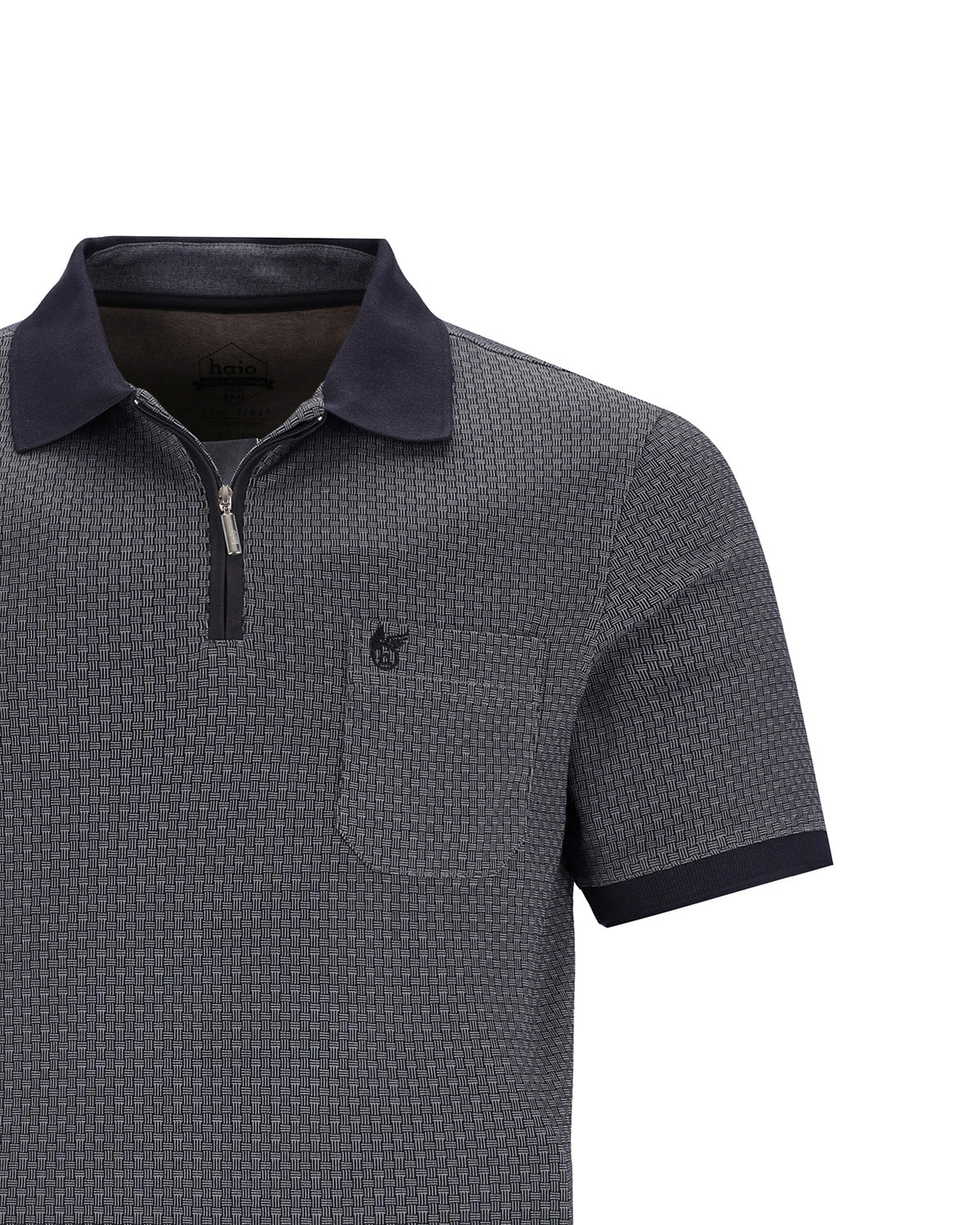 Softknit-Poloshirt in Minimaljacquard - 27582-100-48 - Hajo Mode