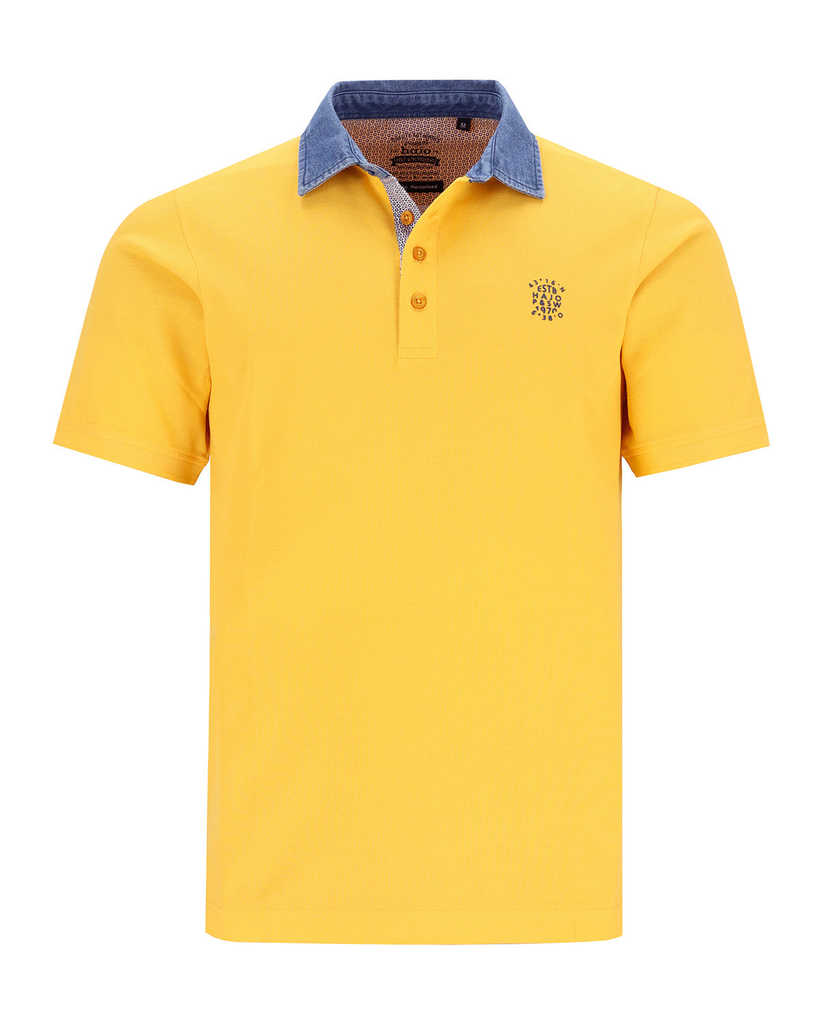 merzerisiertes Piqué-Poloshirt mit Denimkragen - 27587-416-48 - Hajo Mode