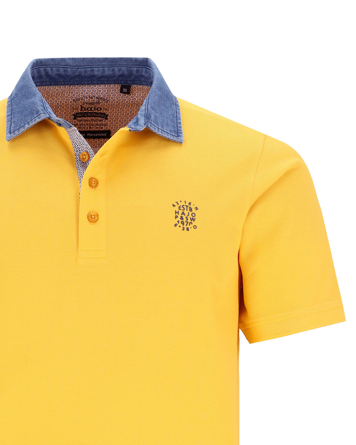 merzerisiertes Piqué-Poloshirt mit Denimkragen - 27587-416-48 - Hajo Mode