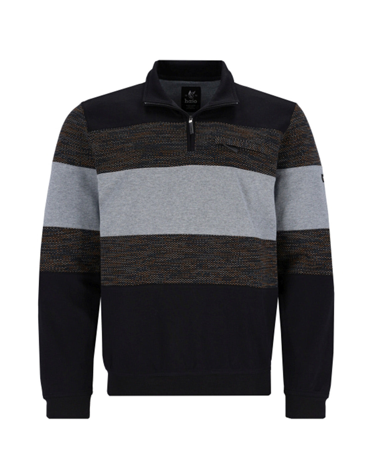 Sweatshirt mit Troyerkragen und Flächenteiler - 27653-100-48 - Hajo Mode