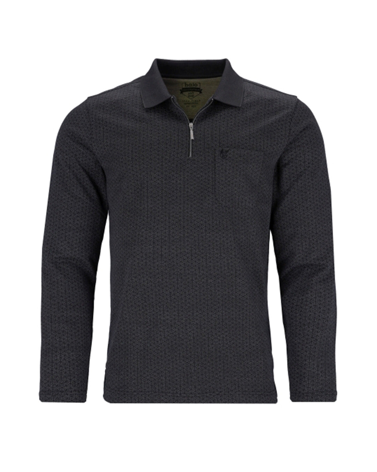 Softknit-Polo mit Alloverdruck - 27684-100-48 - Hajo Mode