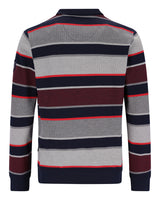 Gestreiftes troyersweatshirt aus strick in marine, grau, bordeaux und rot mit stay fresh qualität und rippkragen