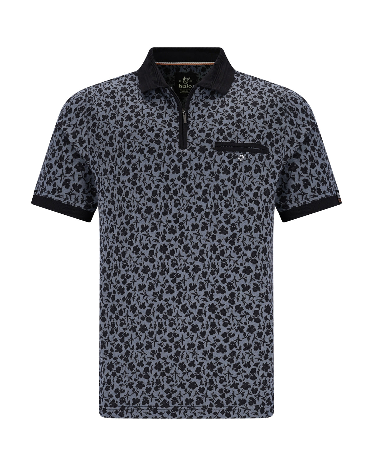 Poloshirt in floralem Alloverjacquard und stay fresh-Qualität