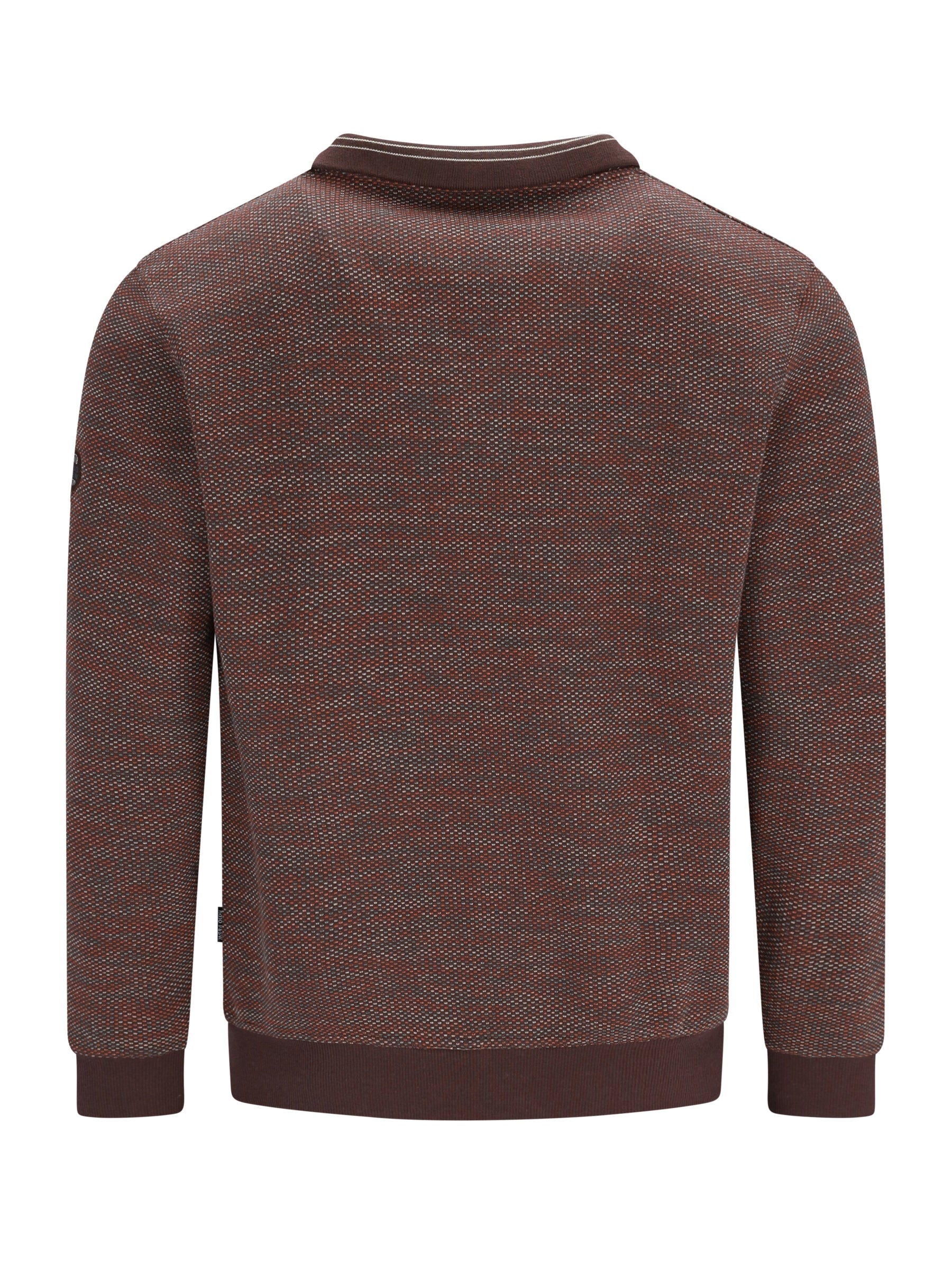 Braunes stehkragen-sweatshirt mit strukturierter strickoptik und ribbstruktur an bündchen und saum in stay fresh-qualität