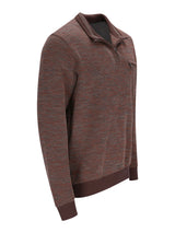 Braunes stehkragen sweatshirt mit subtiler spots allover muster und gerippten bündchen aus strukturierter strickware
