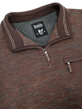 Braunes stehkragen-sweatshirt mit spots allover in stay fresh qualität und weißer piping am kragen