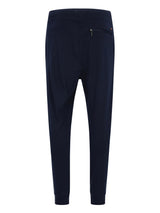 Marineblaue Jogginghosen mit Reißverschlusstasche und elastischem Bund.