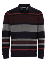 Schwarz-rote gestreifte Polo-Shirt mit Tasche, aus Baumwolle.