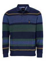 Schwarz-rote gestreifte Polo-Shirt mit Tasche, aus Baumwolle.