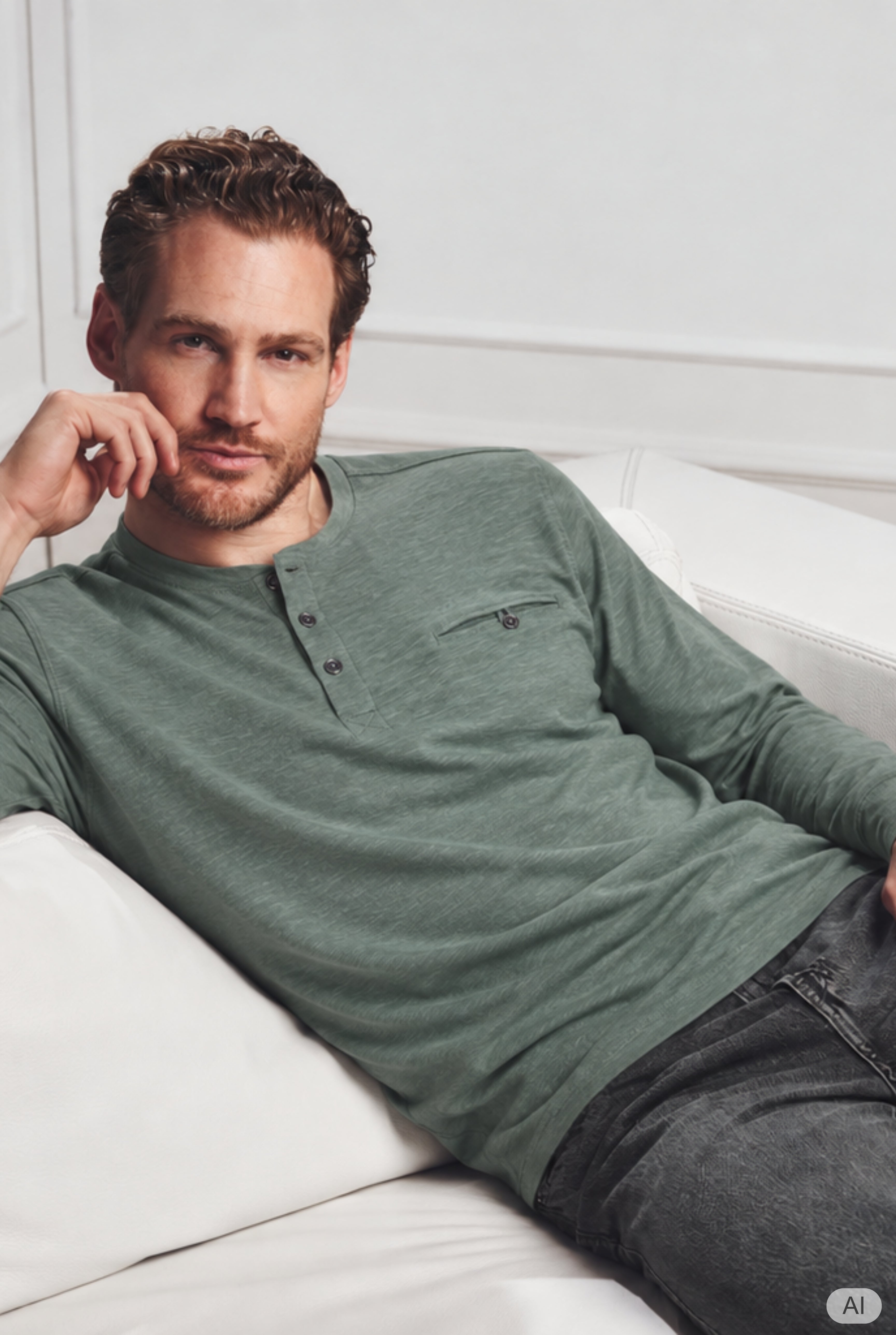 Henley-Shirt in Slubgarn