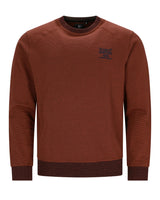 Rostfarbenes Langarm-Sweatshirt für Männer mit gerippten Bündchen und Saum