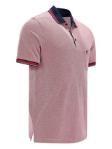 Rosa Pikee-Poloshirt Dreitonoptik mit Navy-Rot-Trimming