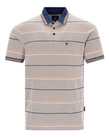 Pikee-Poloshirt in Dreitonoptik mit garngefärbtem Streifen, beige