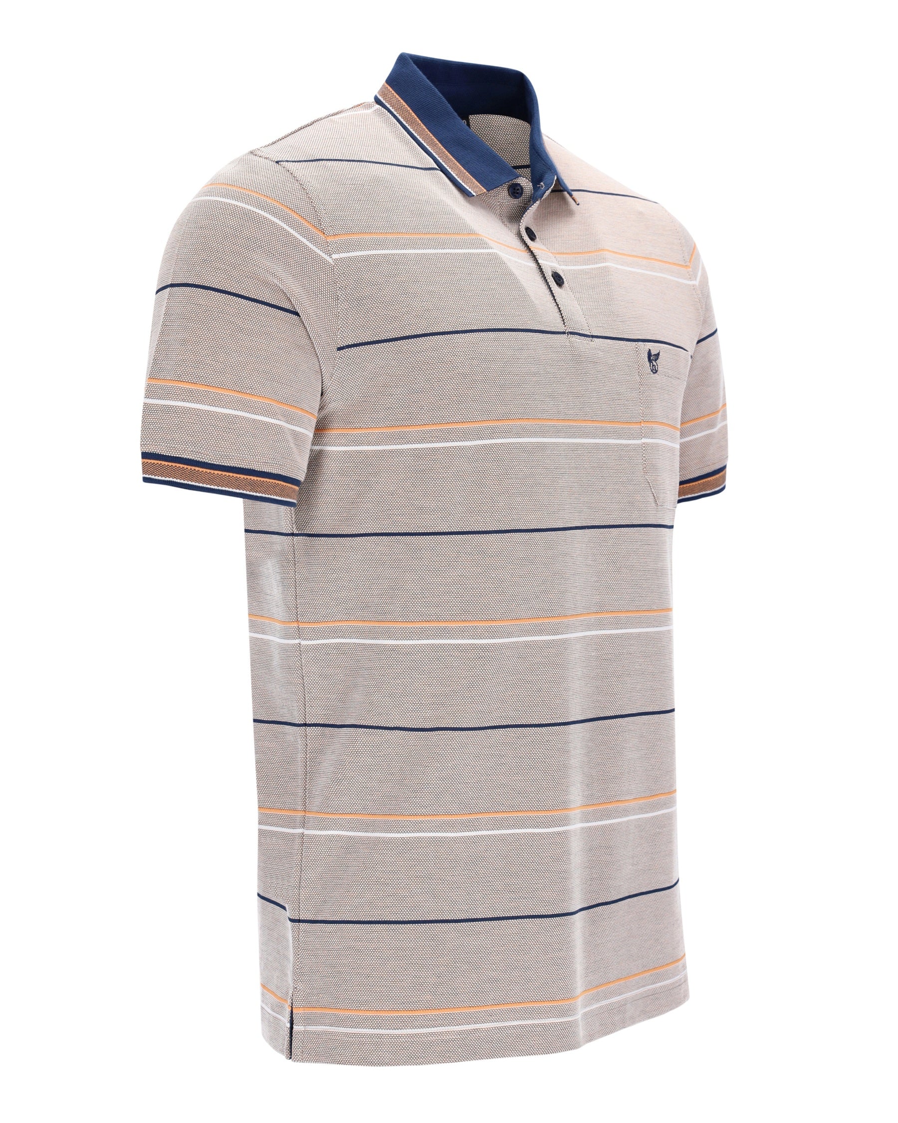 Herren Pikee-Poloshirt mit Dreiton-Streifen in Garnfarboptik