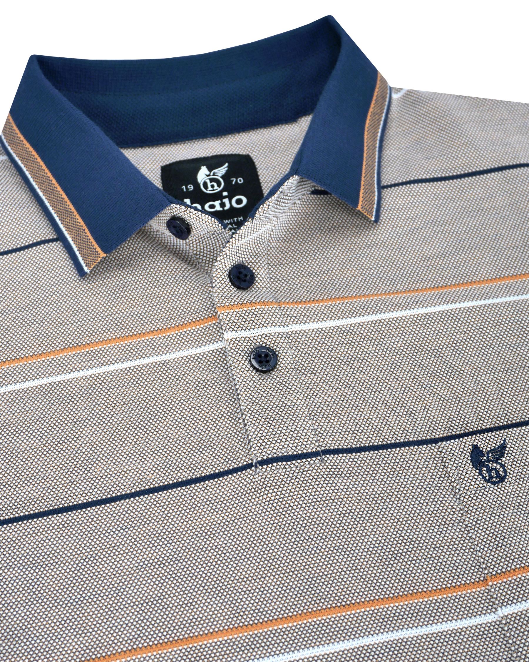 Herren Pikee-Poloshirt in Dreitonoptik mit garngefärbtem Streifen, Grau-Navy