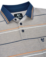 Herren Pikee-Poloshirt in Dreitonoptik mit garngefärbtem Streifen, Grau-Navy