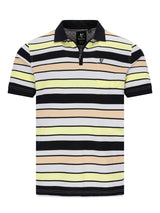 Pikeepolo in garngefärbtem Streifendessin allover schwarz-weiß-gelb
