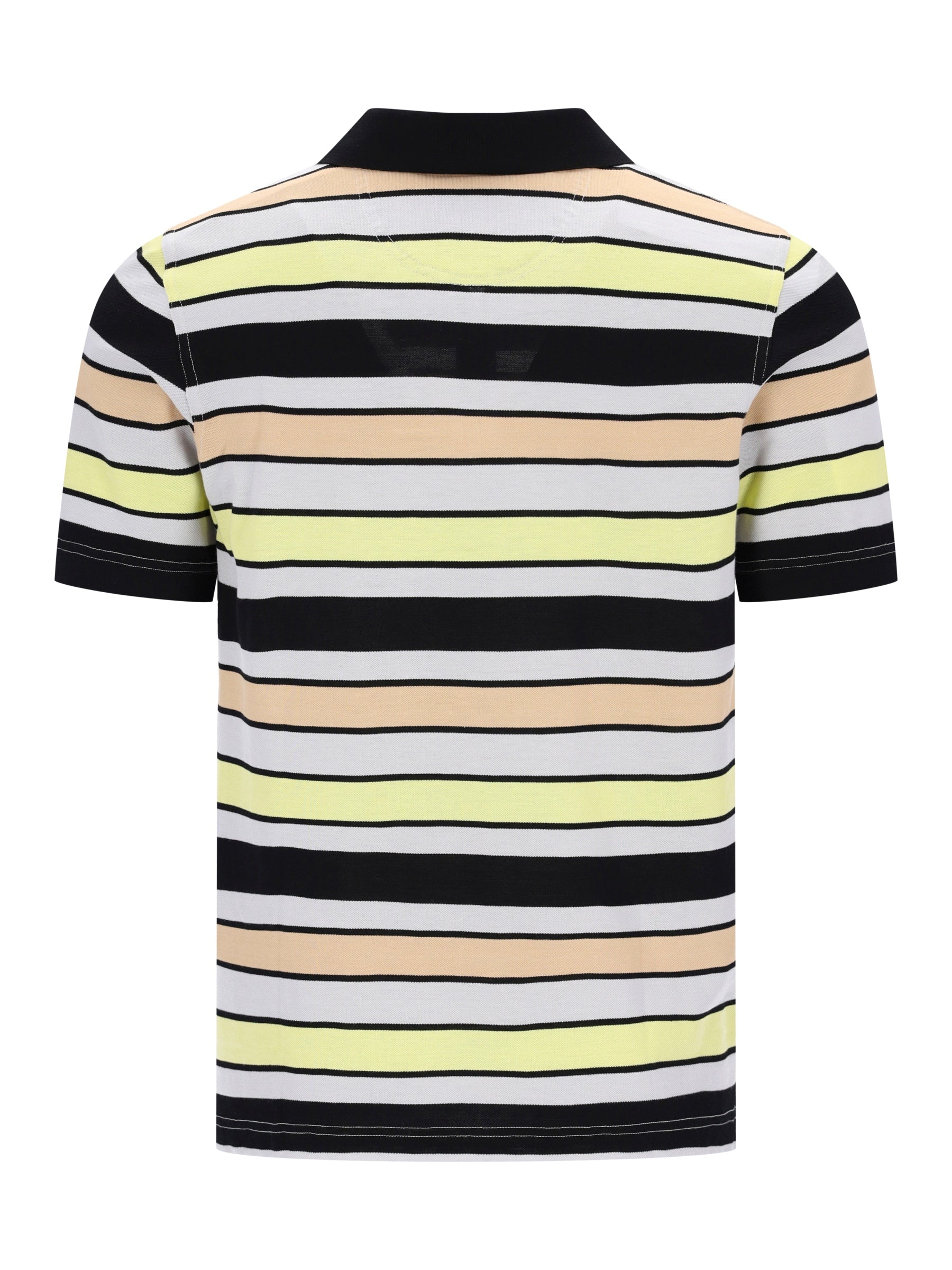 Kurzarm-Pikeepolo garngefärbt gestreift allover in Schwarz, Weiß, Hellgelb, Beige