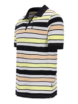 Herren Pikeepolo garngefärbt gestreift schwarz-weiß-gelb, Stay Fresh