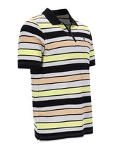 Herren Pikeepolo garngefärbt gestreift schwarz-weiß-gelb mit schwarzem Kragen