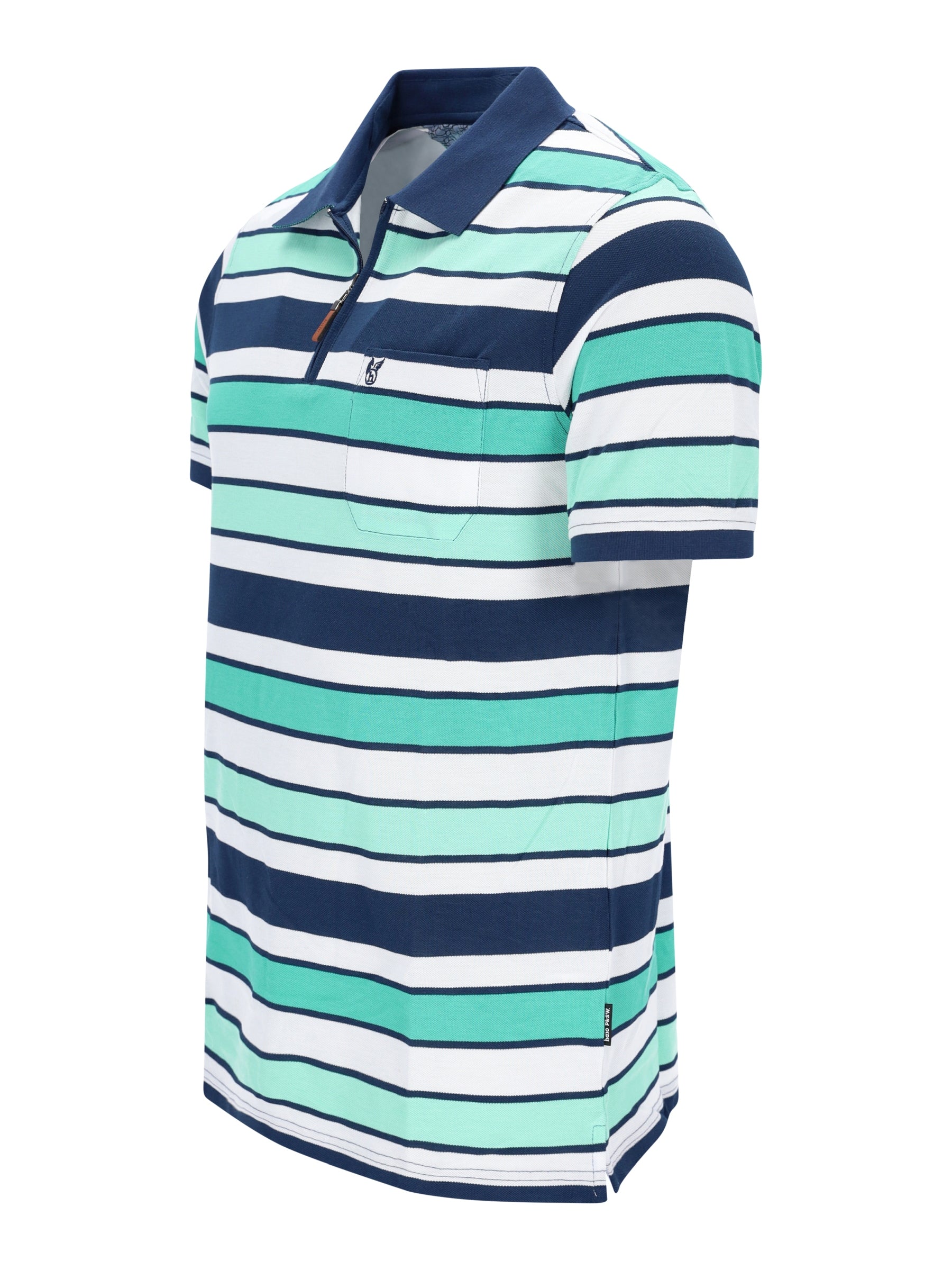 Pikeepolo garngefärbtes Streifendessin allover, navy, weiß, mint, stay fresh