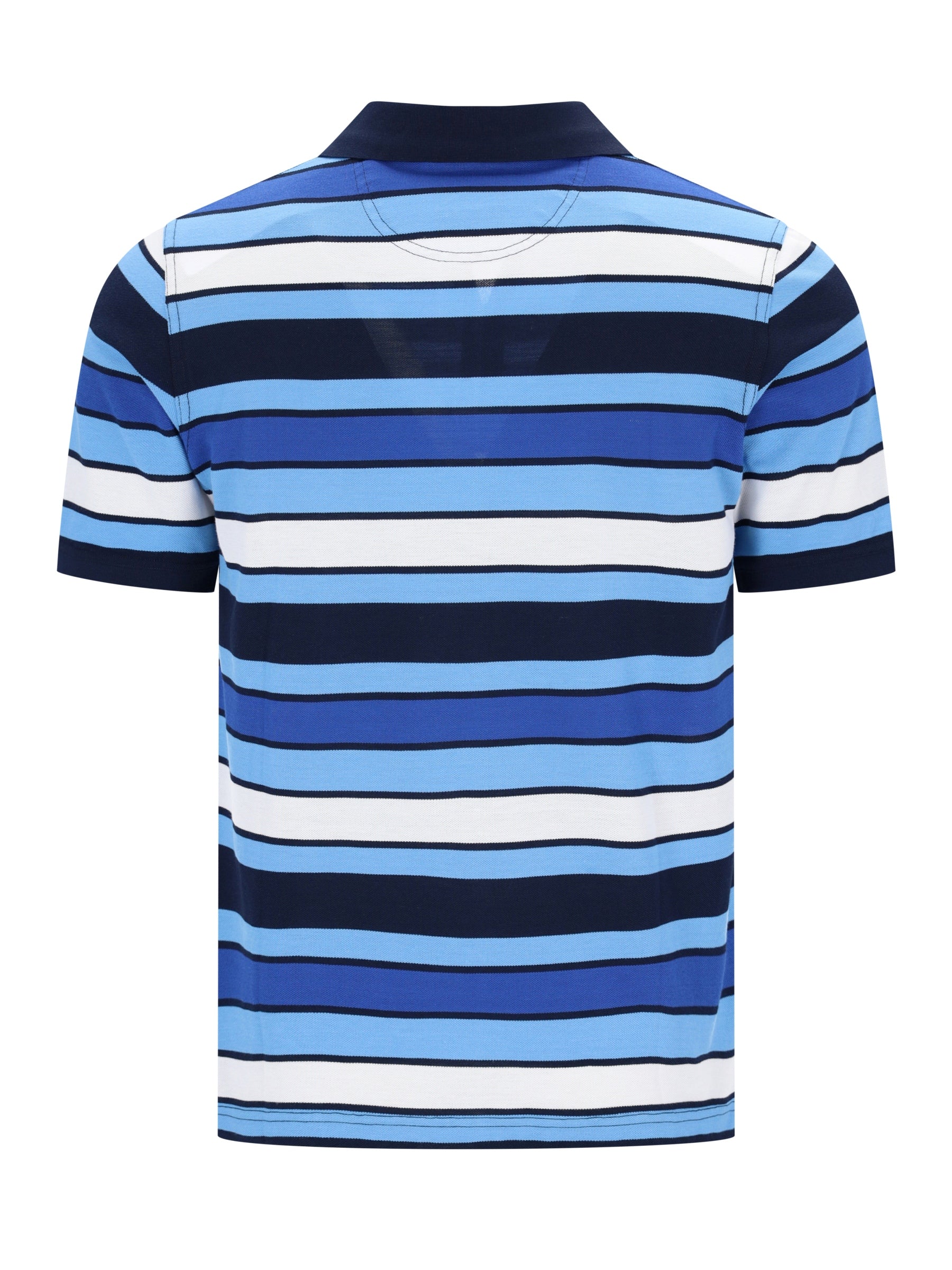 Pikeepolo in garngefärbtem Streifendessin allover blau-weiß gestreift