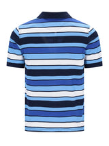Pikeepolo in garngefärbtem Streifendessin allover blau-weiß gestreift
