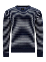 Rundhalspullover mit Nadelzugrippe in reiner Baumwolle